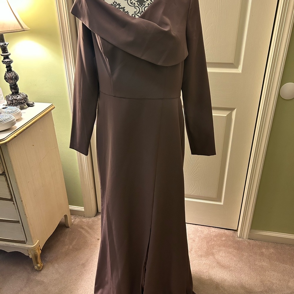 Kay Unger Mink/Mauve Long Sleeve Dress